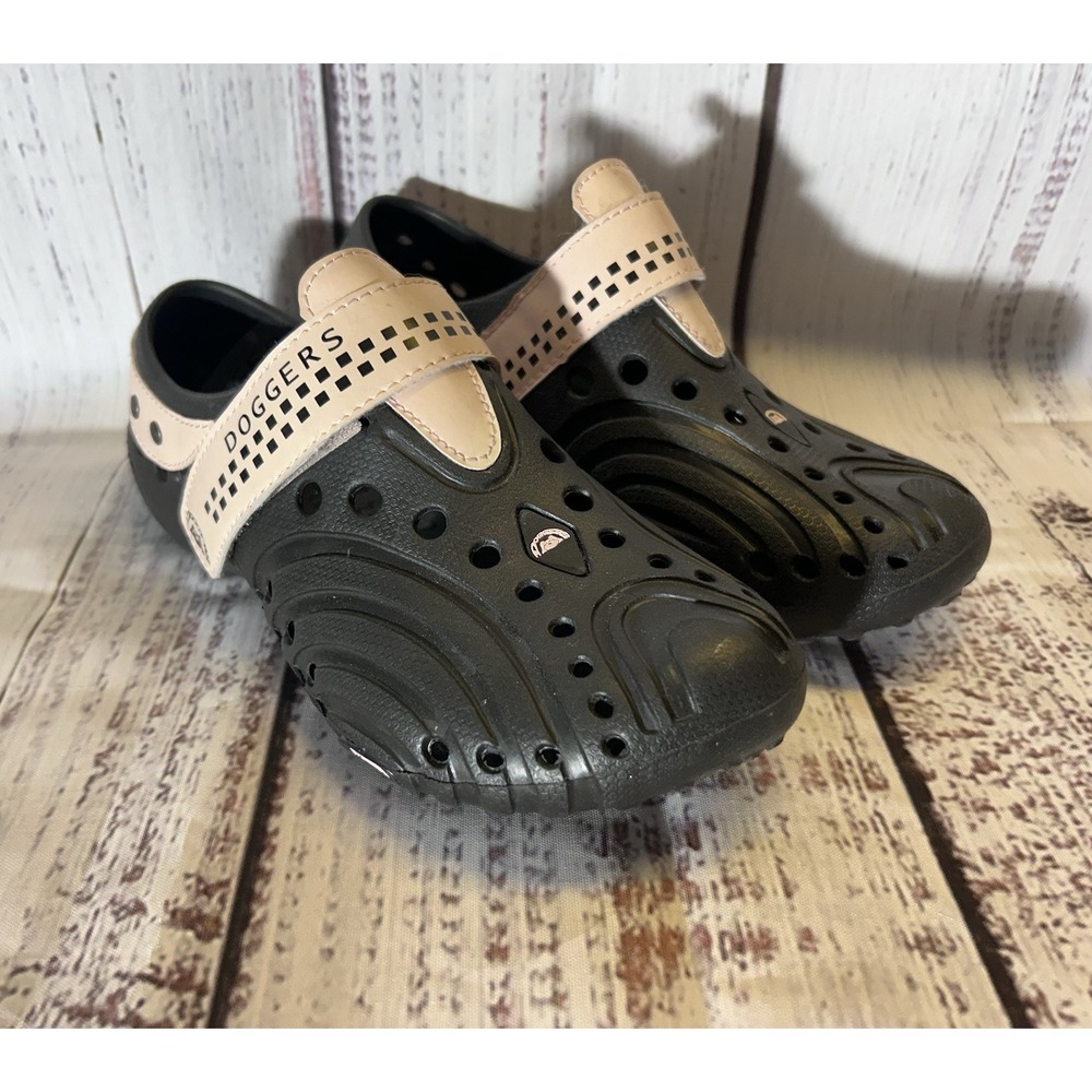 Doggers Womens Black Tan Garden Clog Water Shoes Slip On Strap Size 5/6